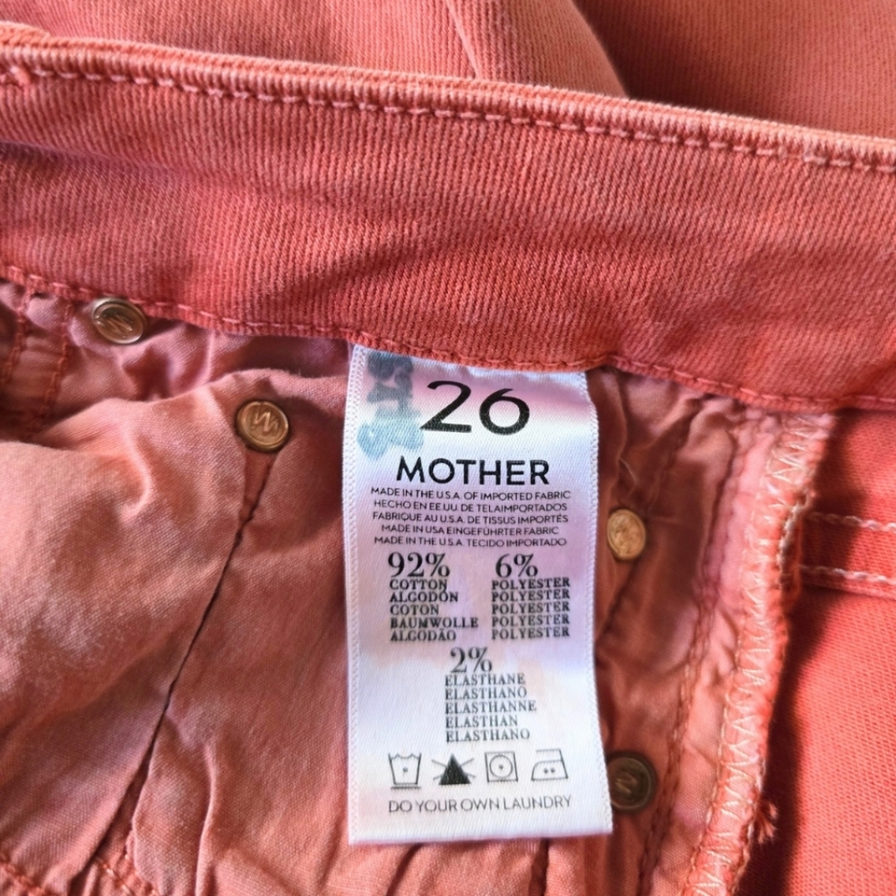 MOTHER The Looker Zip Fray Blow Out Orange Jeans Pants Distressed 26 Skinny - Picture 7 of 11